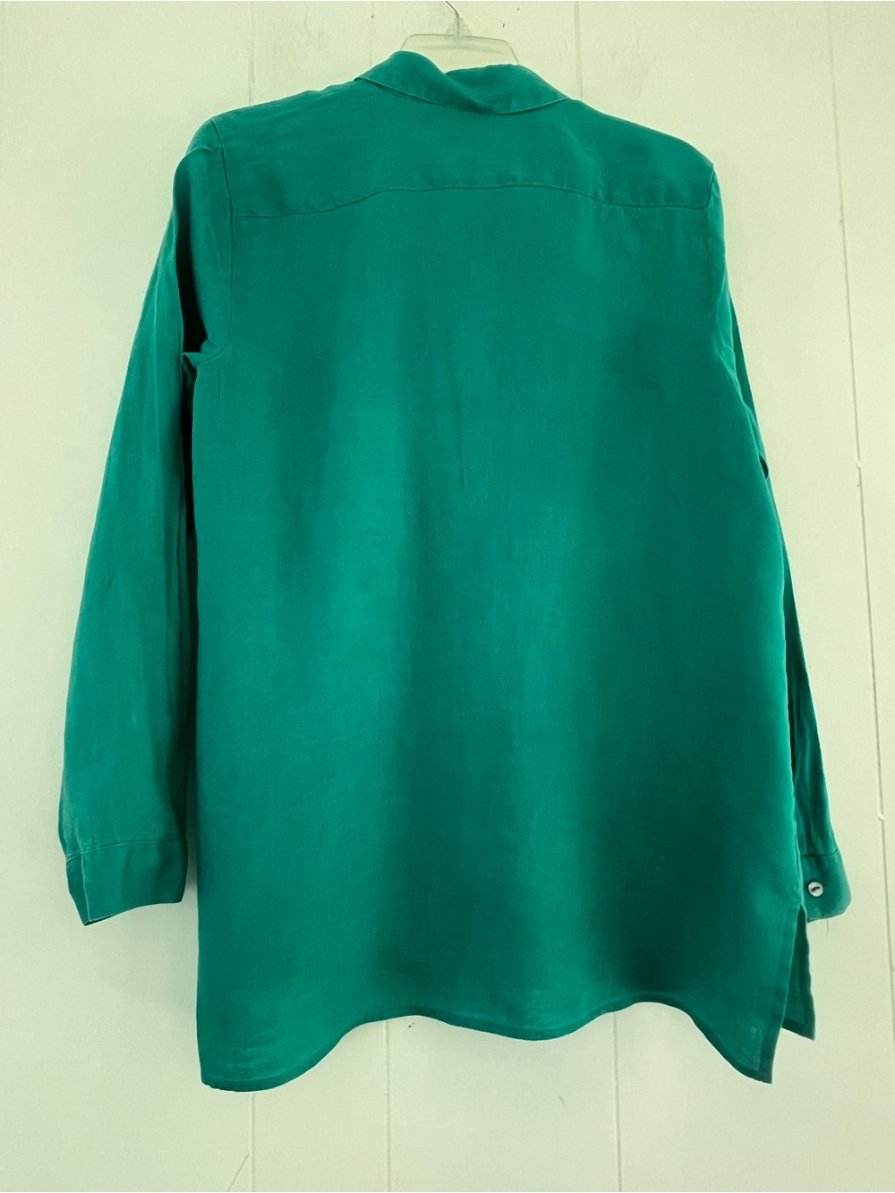 J. Jill Love Linen Essential Shirt Turquoise Blue Green 100% Linen Size Medium - Picture 12 of 14